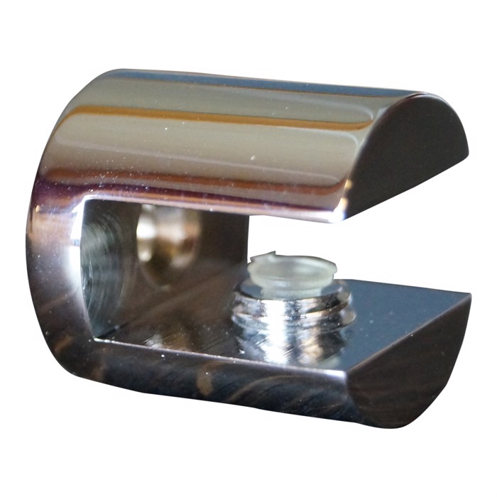 Glasshylle holder i blank krom (2 stk) 8-10mm glass